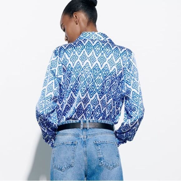 ZARA PRINTED SATIN SHIRT NEW - Picture 7 of 10